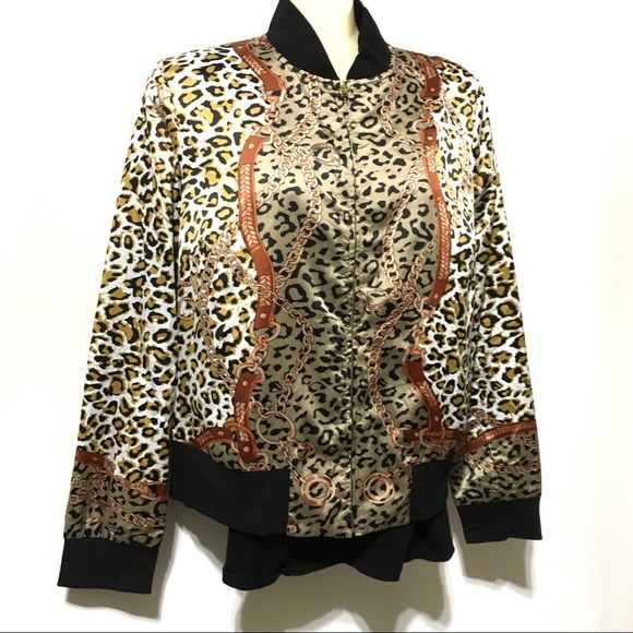 🆕NWT Equestrian Leopard Print Bomber Jacket - Picture 2 of 8